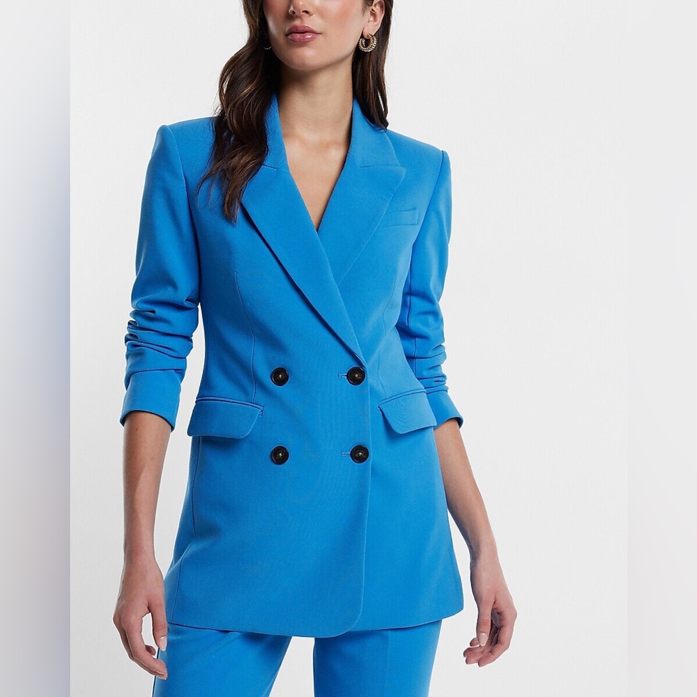 Express Double-Breasted Blazer in Bright Blue